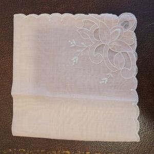 NWT Vintage Handkerchief Pink with White Stitching Switzerland 11"